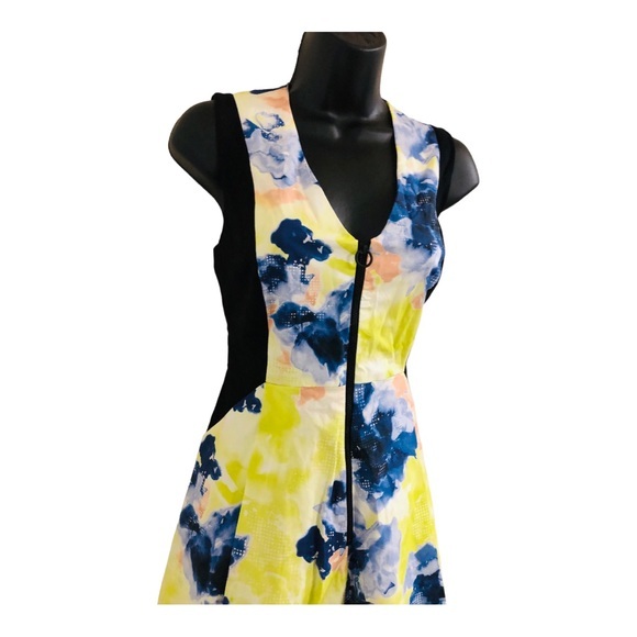 Ellen Tracy good sport floral matrix multi zip front sleeveless dress size 6 new - Picture 2 of 16